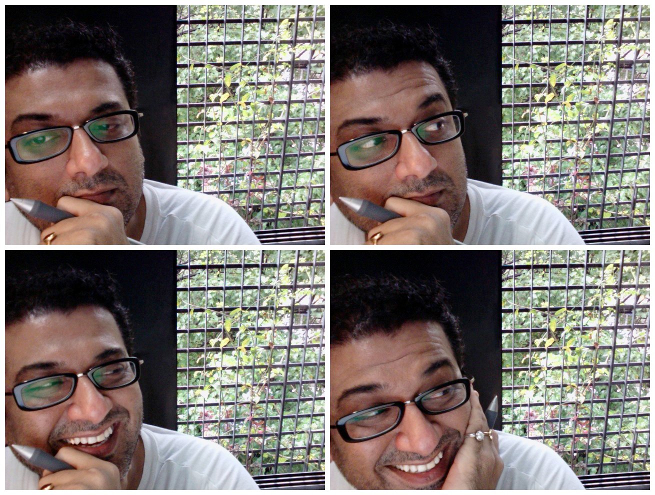 Collage of Humayunn Niaz Ahmed Peerzaada in candid moods — smiling, thoughtful, and expressive, reflecting different facets of his personality.