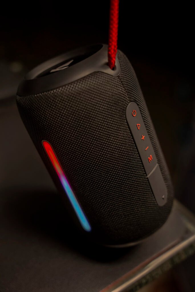 boAt Stone 352 Pro portable Bluetooth speaker with RGB lights — compact, powerful sound gear used by Humayunn Peerzaada for cinematic shoots and travel vlogs.