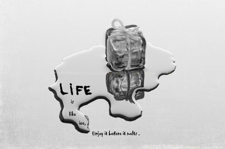 Melting ice symbolizing the passing of time and the fleeting nature of life